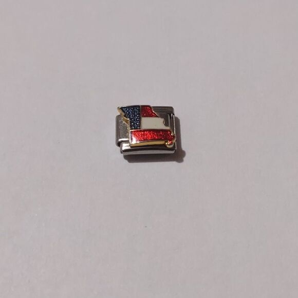 Missouri American Flag Italian Link Stainless‎ Steel Nomination Charm - Picture 1 of 2
